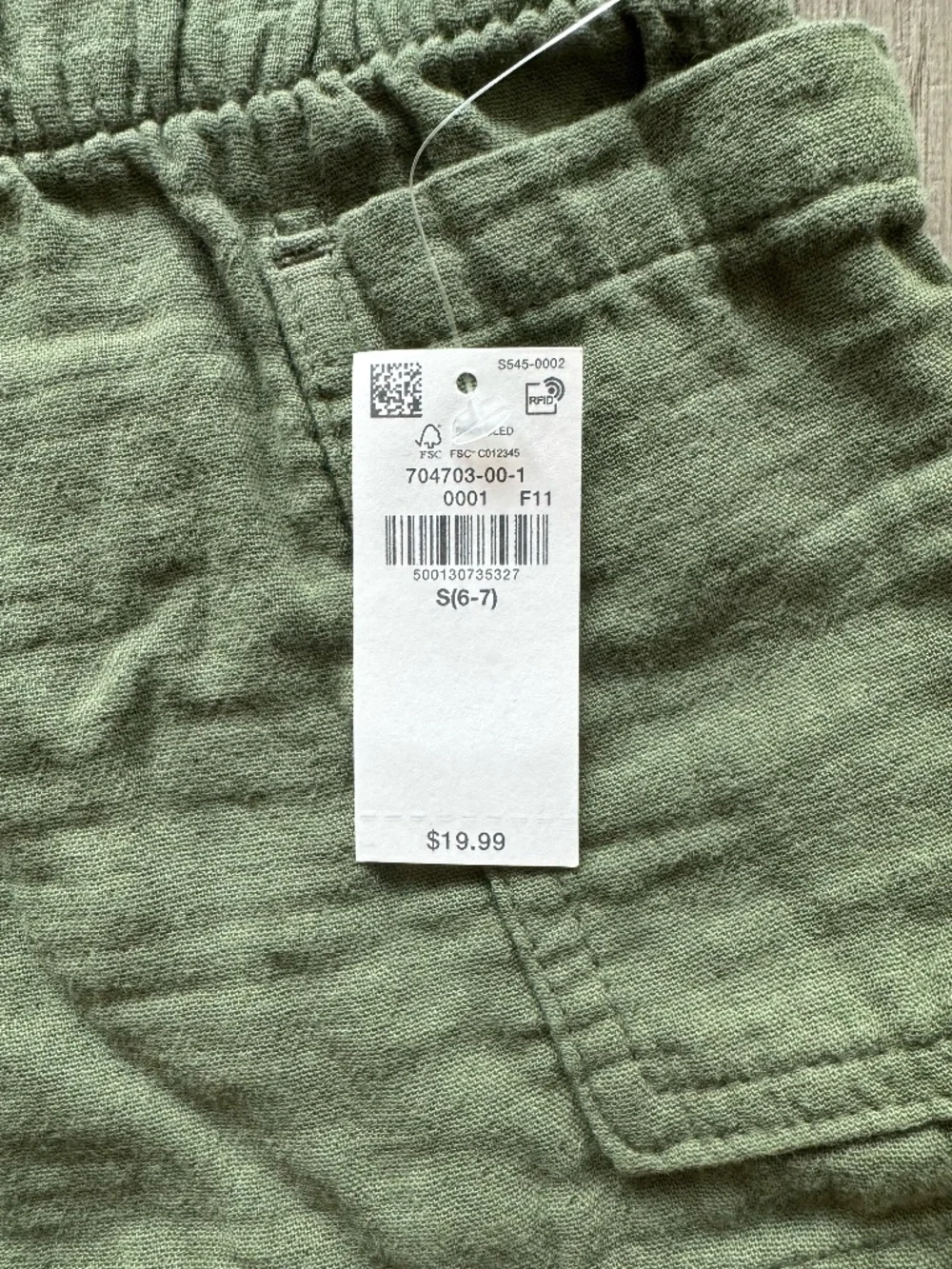 NWT Old Navy Kids Loose Double-Weave Utility Shorts Green S
